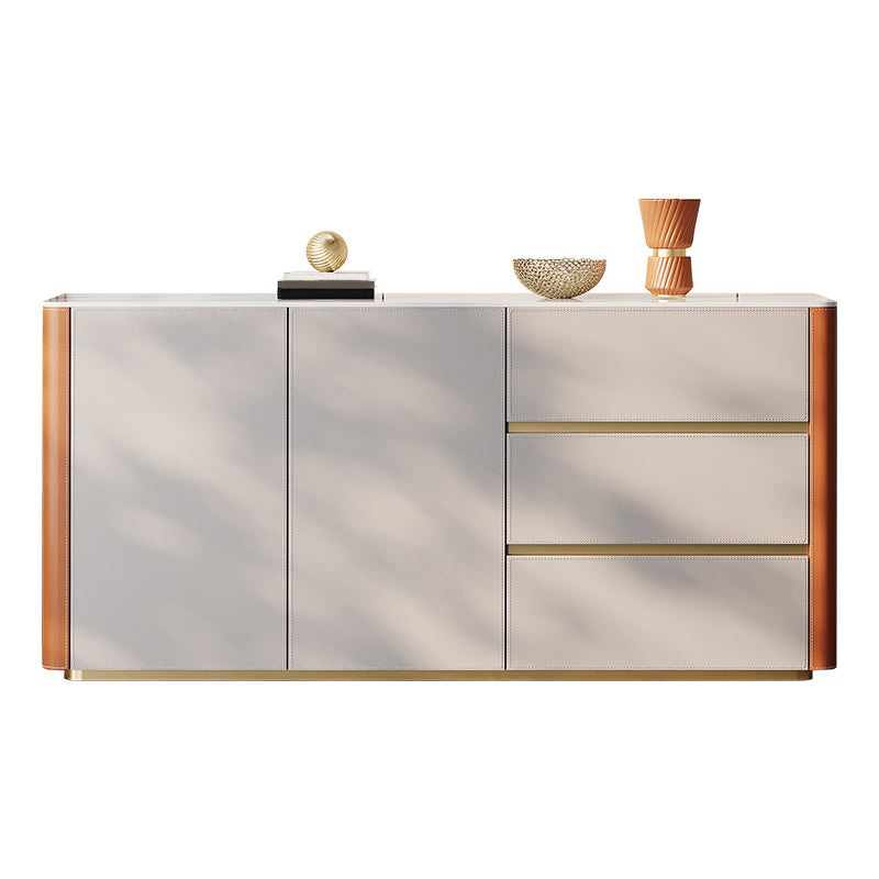 Glam Buffet Table Stone Buffet Sideboard with Cabinets and Drawers