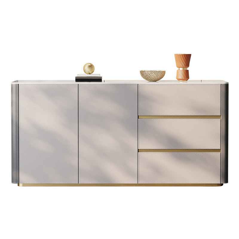 Glam Buffet Table Stone Buffet Sideboard with Cabinets and Drawers