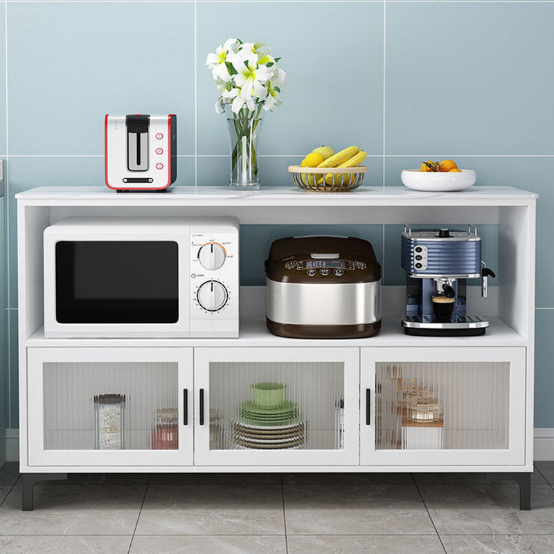 Stone Top Sideboard Engineered Wood Kitchen Sideboard with Open Storage