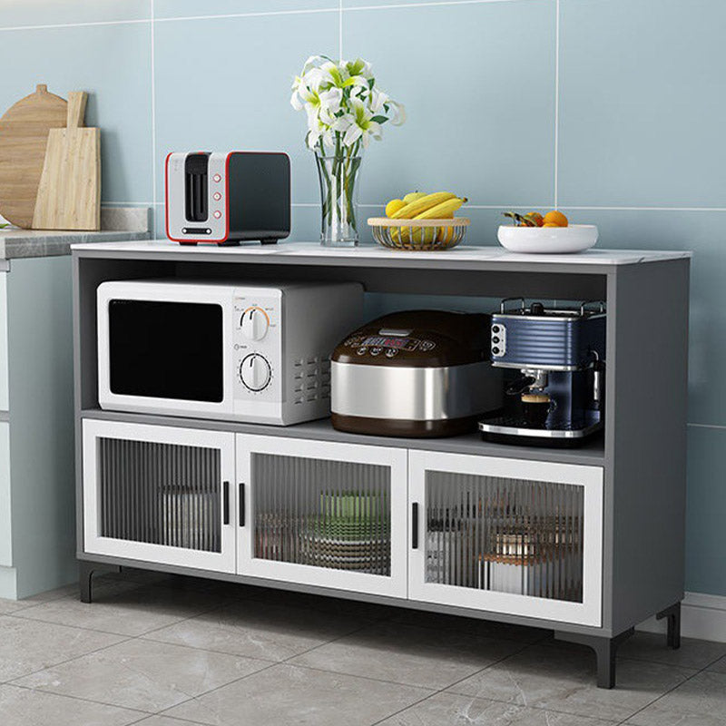 Stone Top Sideboard Engineered Wood Kitchen Sideboard with Open Storage