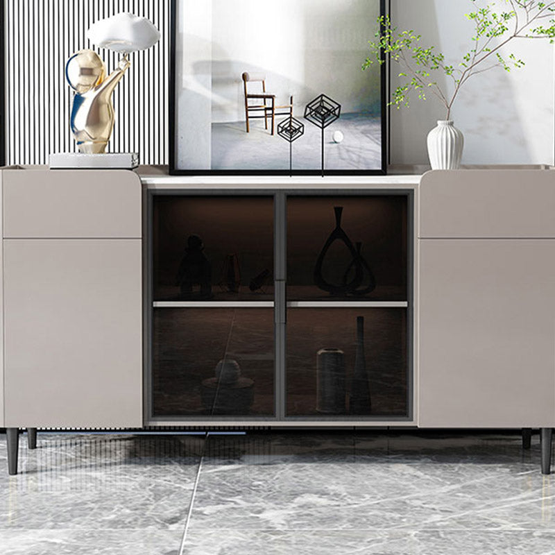 Glam Buffet Table Stone Buffet Credenza with Cabinets and Drawers