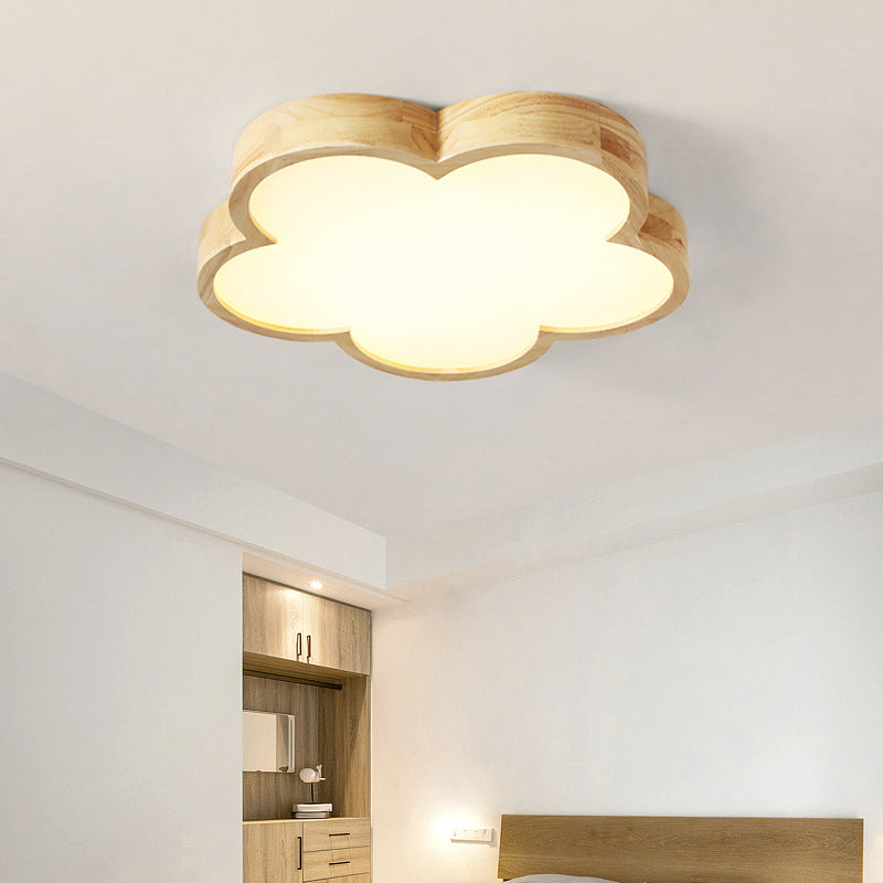 Wood LED Ceiling Light Contemporary Flush Mount Lighting for Living Room