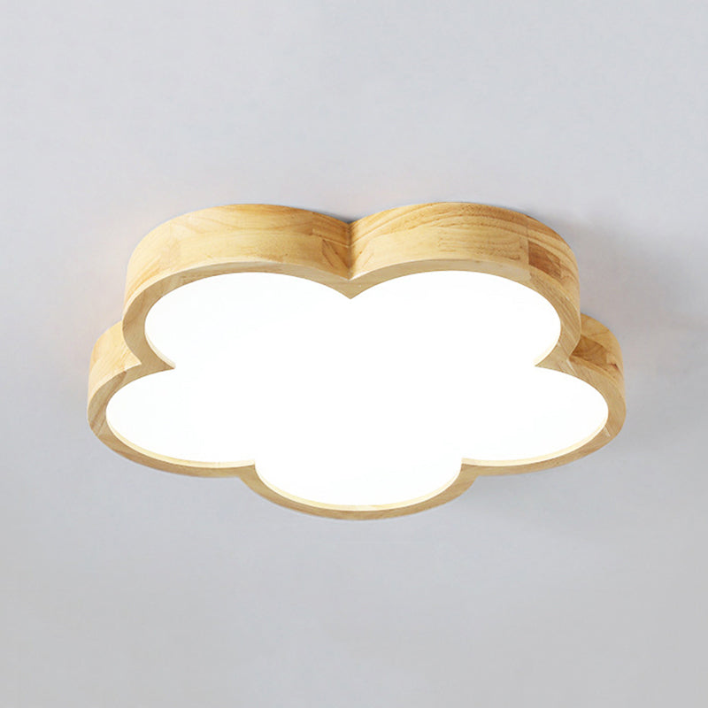 Wood LED Ceiling Light Contemporary Flush Mount Lighting for Living Room