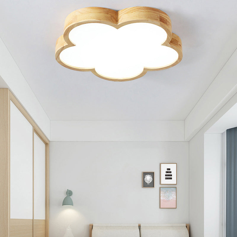 Wood LED Ceiling Light Contemporary Flush Mount Lighting for Living Room