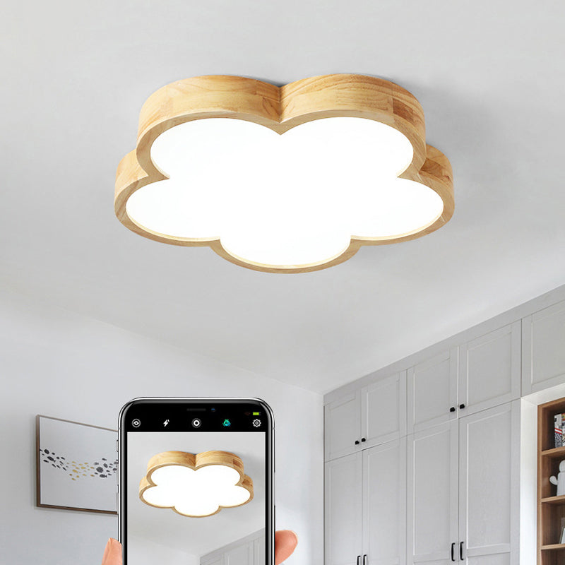 Wood LED Ceiling Light Contemporary Flush Mount Lighting for Living Room