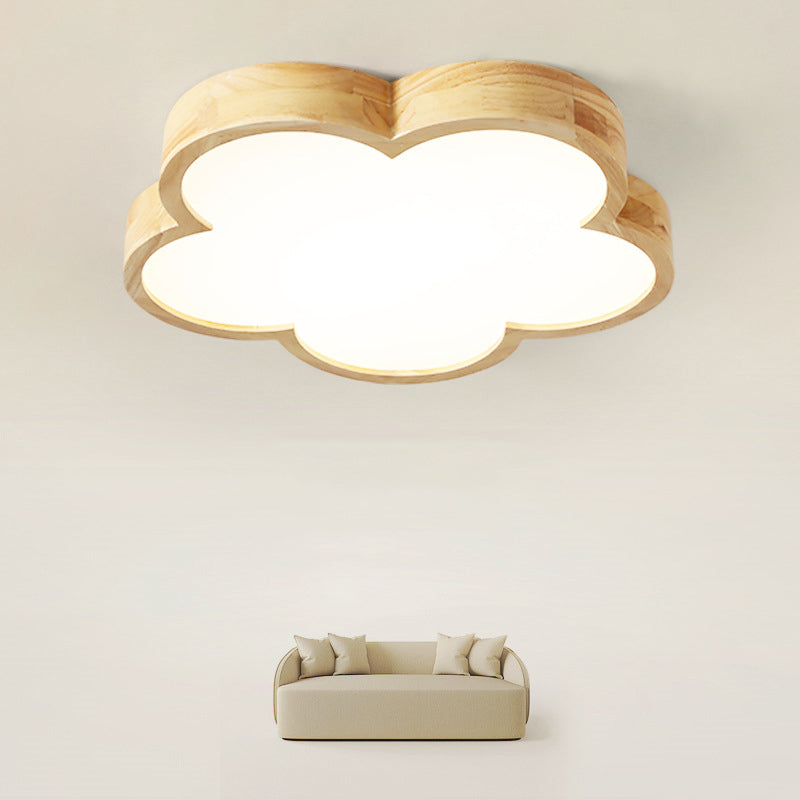 Wood LED Ceiling Light Contemporary Flush Mount Lighting for Living Room