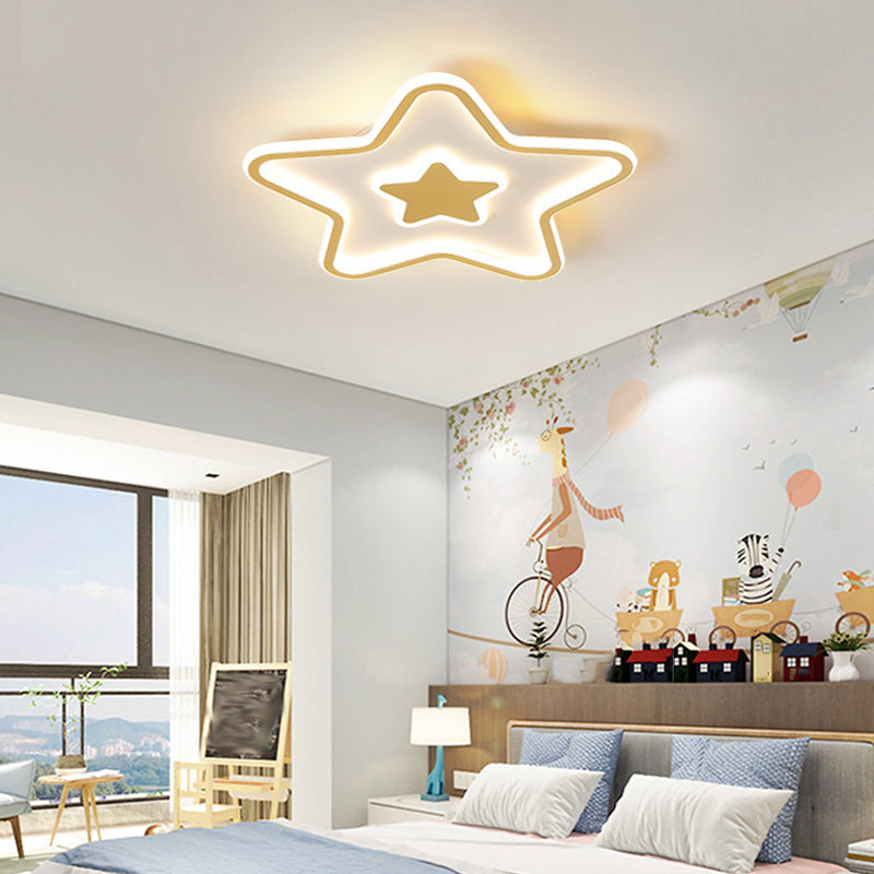 2-Light Golden Flush Mount Lighting LED Ceiling Light for Living Room