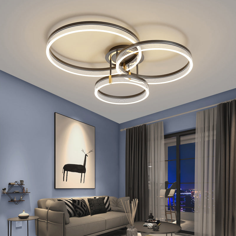 Metal Geometric Semi Flush Light Simple Semi Flush Chandelier Lighting