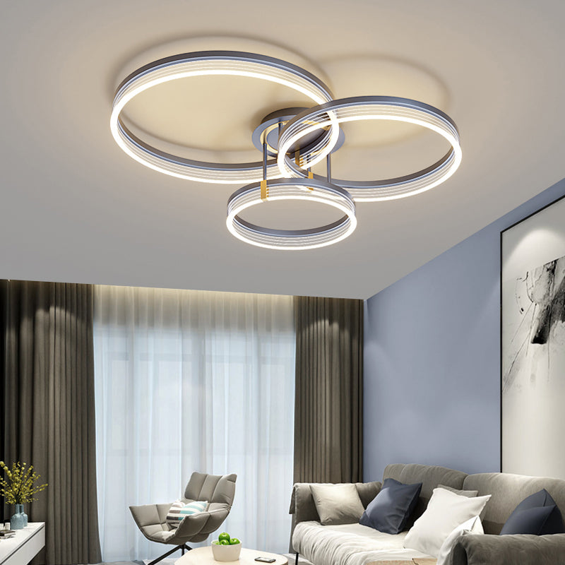 Metal Geometric Semi Flush Light Simple Semi Flush Chandelier Lighting