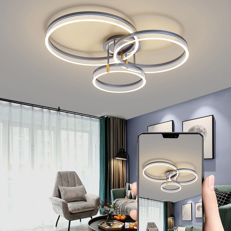 Metal Geometric Semi Flush Light Simple Semi Flush Chandelier Lighting