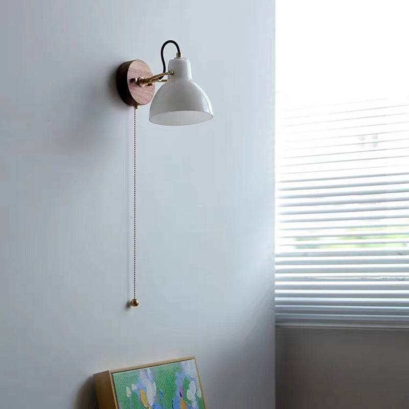 Nordic Glass Shade Wall Light Fixture Wooden Wall Light Sconce for Bedroom