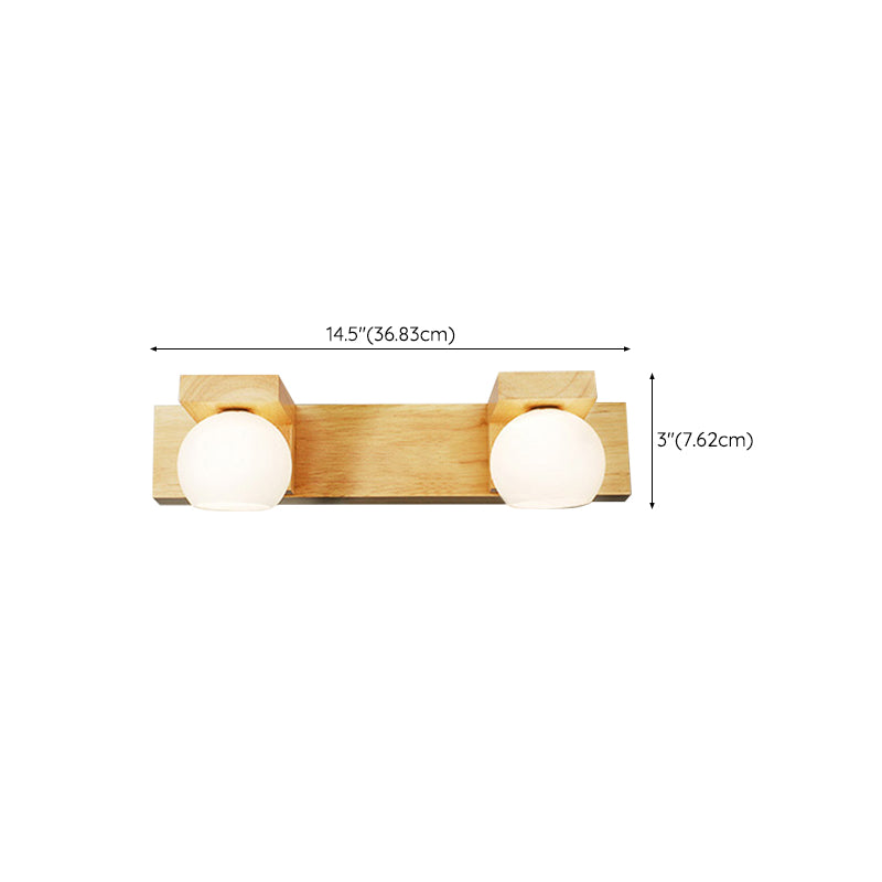 Beige 2/3-Light Contemporary Vanity Light LED Wooden Bath Bar for Bathroom