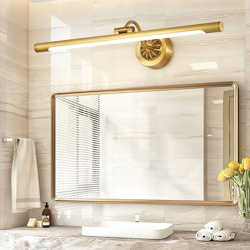 Single Contemporary Bathroom Vanity Light Linear LED Bath Bar in Golden Finish