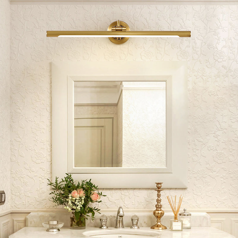 Single Contemporary Bathroom Vanity Light Linear LED Bath Bar in Golden Finish