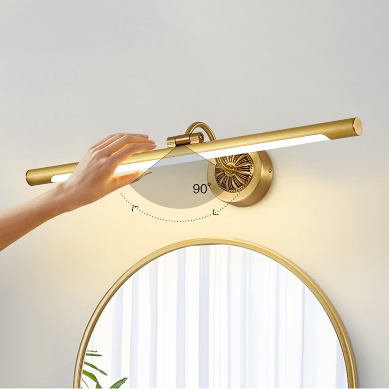 Single Contemporary Bathroom Vanity Light Linear LED Bath Bar in Golden Finish