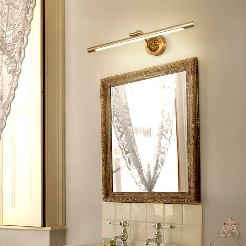 Single Contemporary Bathroom Vanity Light Linear LED Bath Bar in Golden Finish