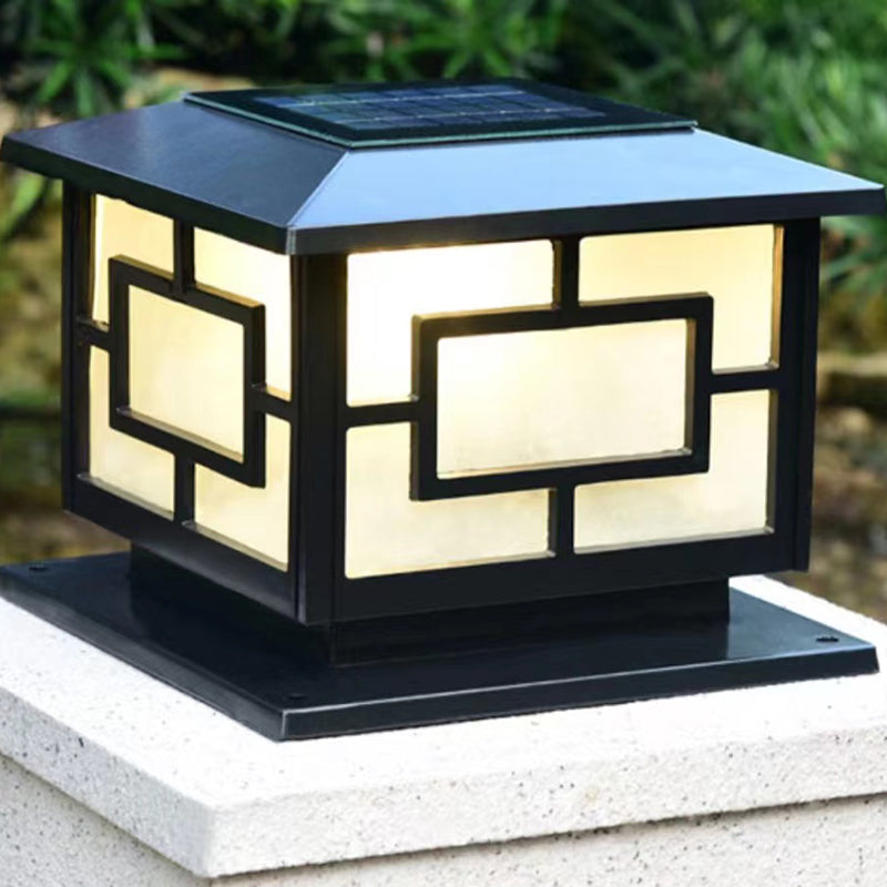 Modern Simple Outdoor Light Square Shape Solar Energy Pillar Lamp for Outdoor