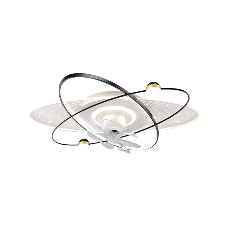 Geometric LED Ceiling Fan Iron and Acrylic Fan Light in Black / Gold