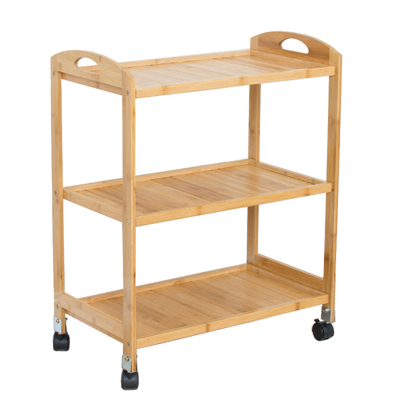 Modern Wooden Prep Table Open Shelves Rectangular Kitchen Trolley