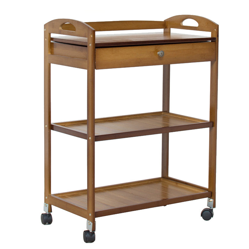 Modern Wooden Prep Table Open Shelves Rectangular Kitchen Trolley