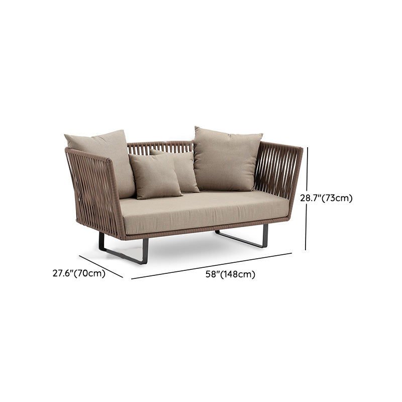 Metal Woven Patio Sofa Modern Style Minimalist Villa Outdoor Patio Sofa