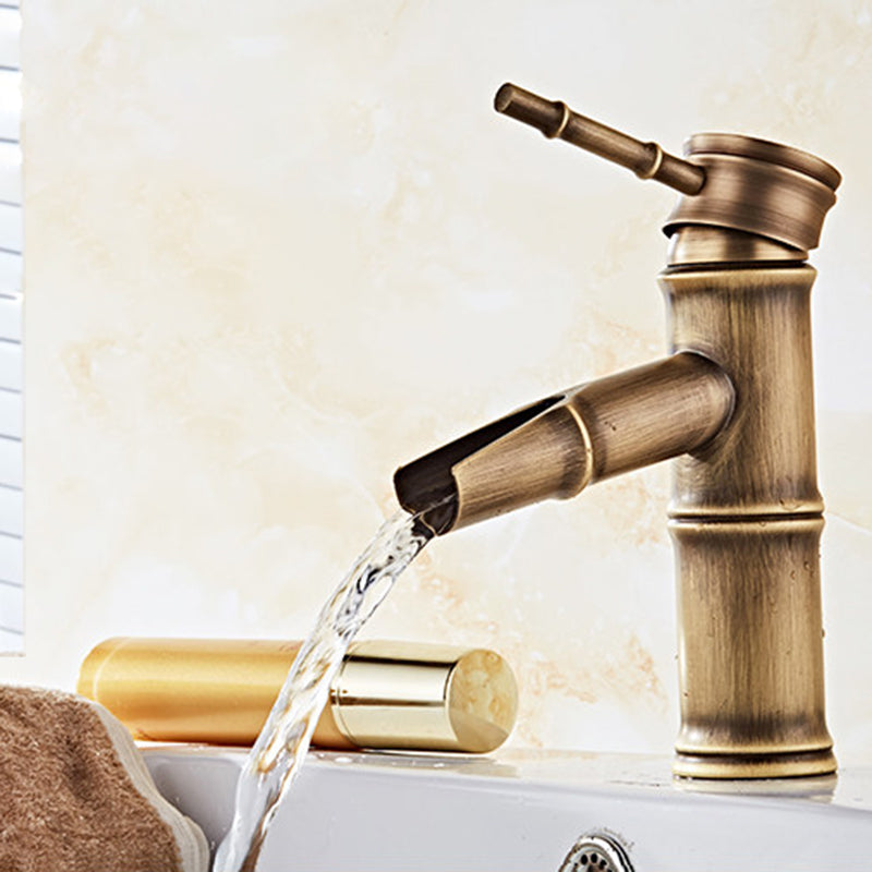 Lever Handle Vanity Sink Faucet Country Low Arc Faucet Single Hole Bathroom Faucet