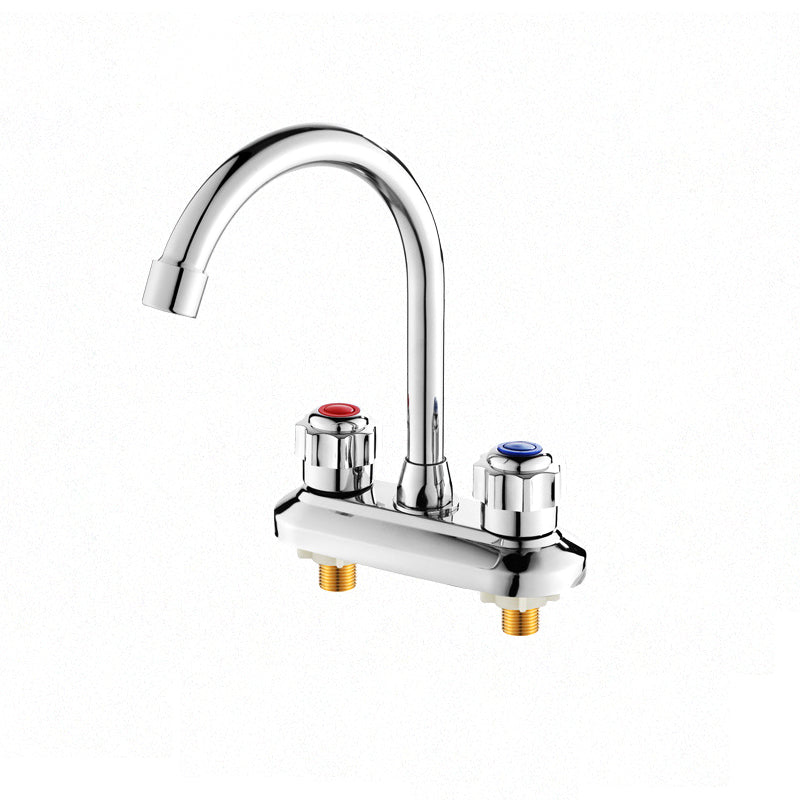 2-handles Brass Bathroom Faucet Modern High-arc Center Faucet