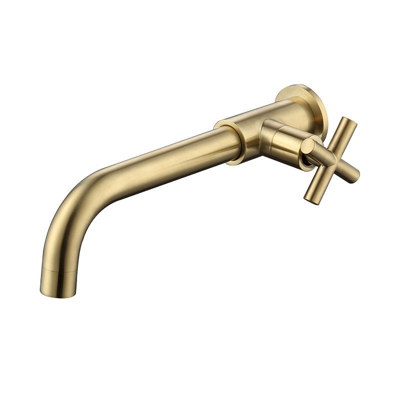 Glam Wall Mounted Bathroom Faucet Copper Single Handle Low Arc Vessel Faucet for Bathroom