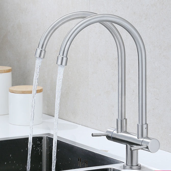 Double Handle Kitchen Faucet  2-Function Faucet with Deck Plate