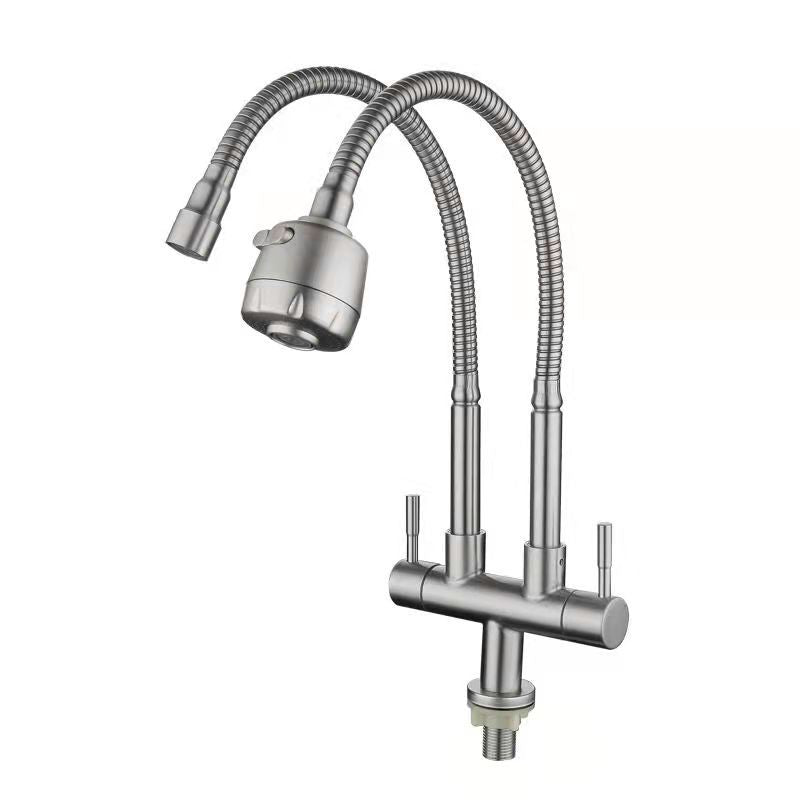 Double Handle Kitchen Faucet  2-Function Faucet with Deck Plate