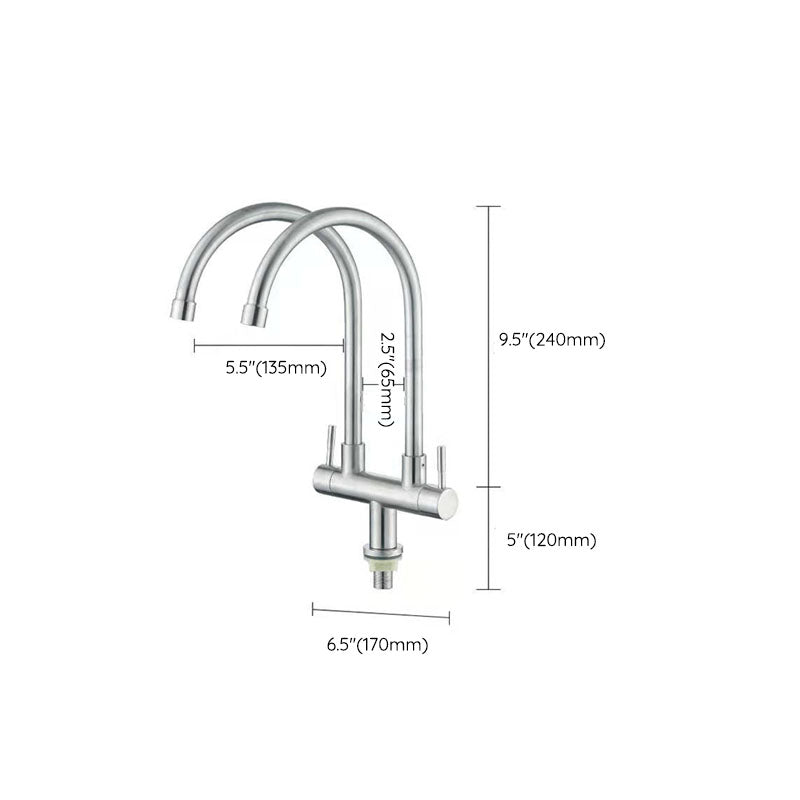 Double Handle Kitchen Faucet  2-Function Faucet with Deck Plate