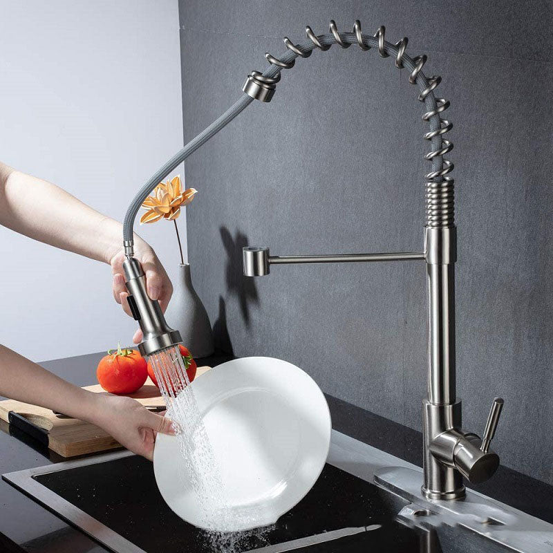 Modern Farmhouse Faucet One Handle High Arch Kitchen Faucet with Pull out Sprayer