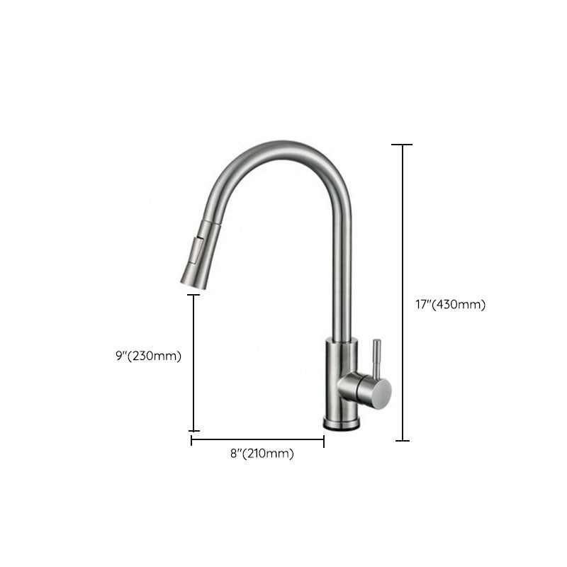 Contemporary Single Handle Kitchen Faucet 1-Hold Faucet with Pull out Sprayer