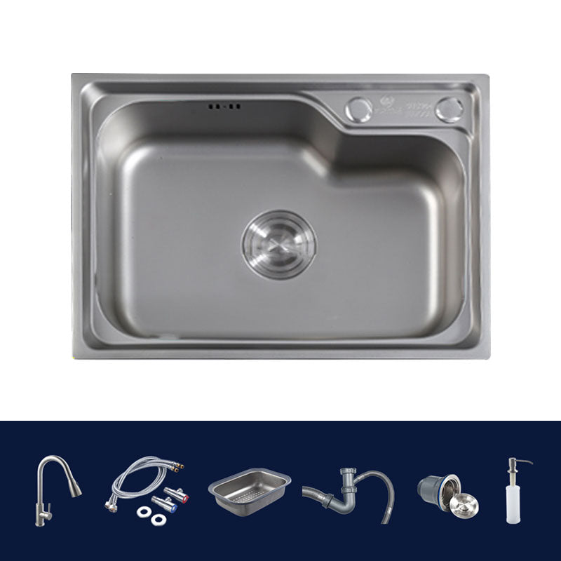 Stainless Steel Kitchen Sink Contemporary Single Bowl Kitchen Sink with Basket Strainer