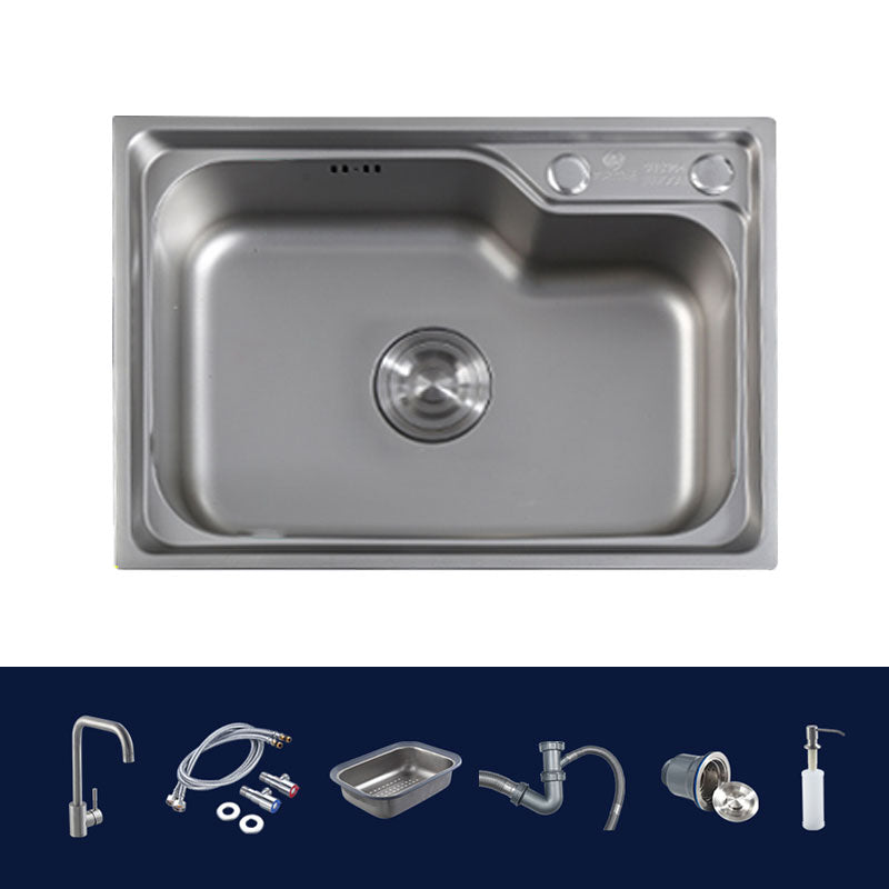 Stainless Steel Kitchen Sink Contemporary Single Bowl Kitchen Sink with Basket Strainer