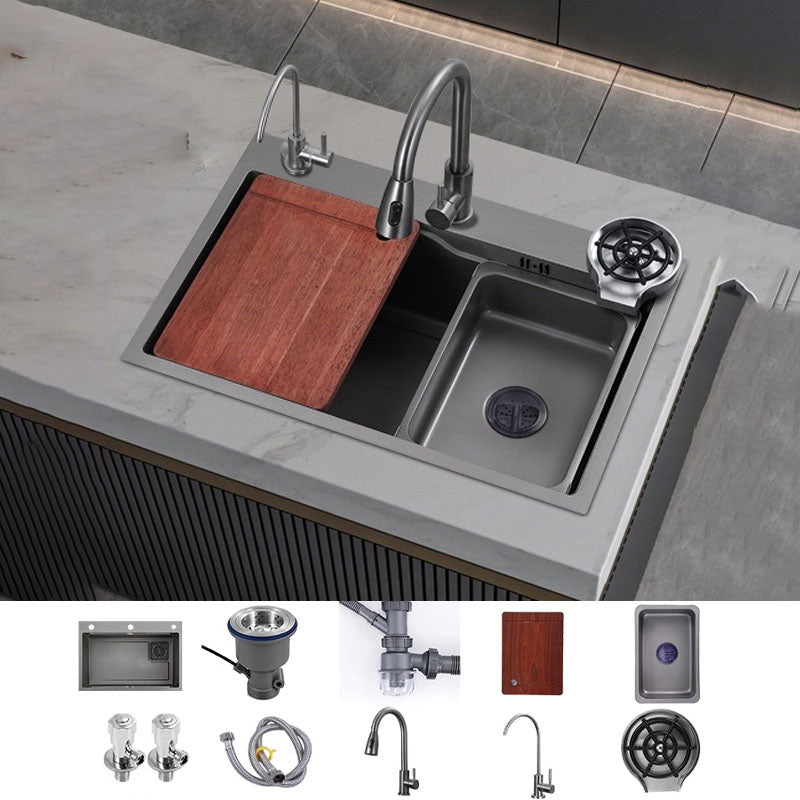 Modern Style Kitchen Sink Stainless Steel 3 Holes Drop-In Kitchen Sink