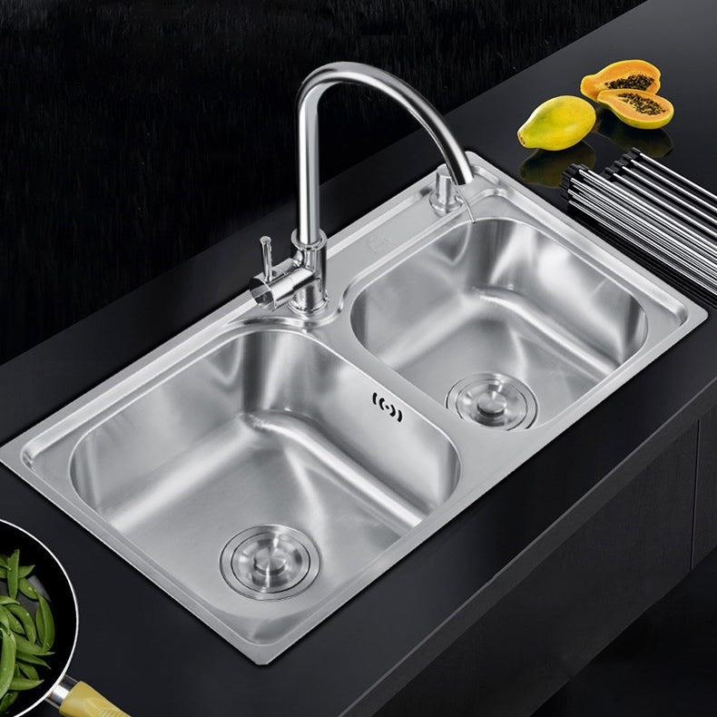 Modern Stainless Steel Kitchen Sink Double Sink Kitchen Sink with Basket Strainer