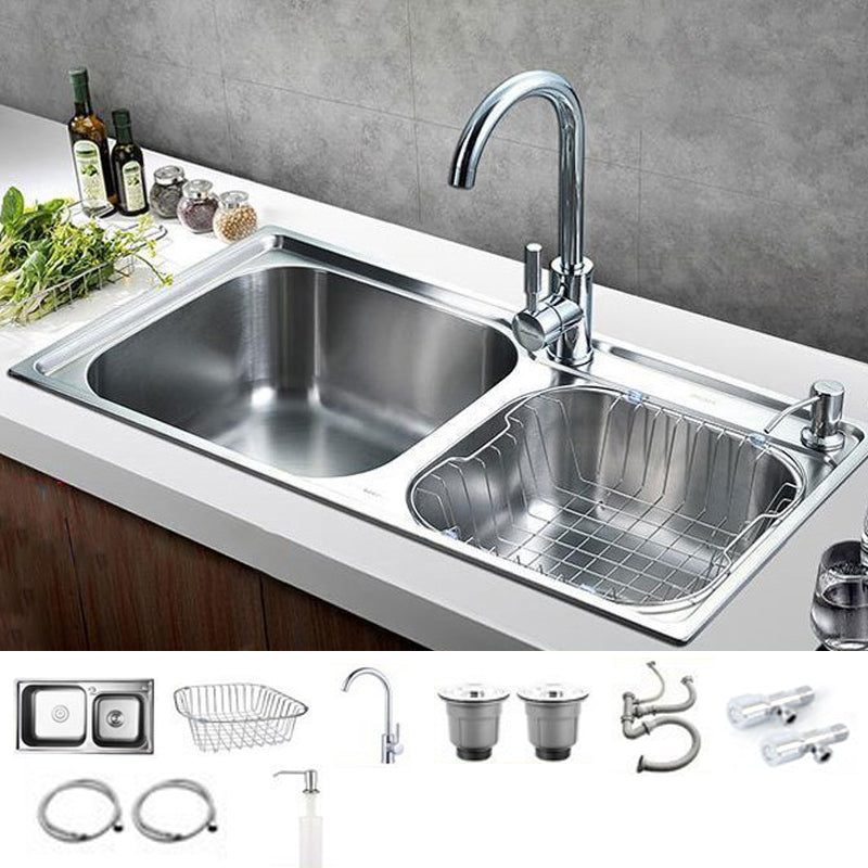 Modern Stainless Steel Kitchen Sink Double Sink Kitchen Sink with Basket Strainer