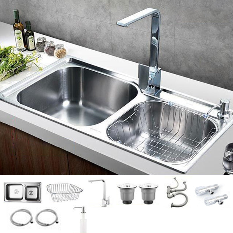 Modern Stainless Steel Kitchen Sink Double Sink Kitchen Sink with Basket Strainer