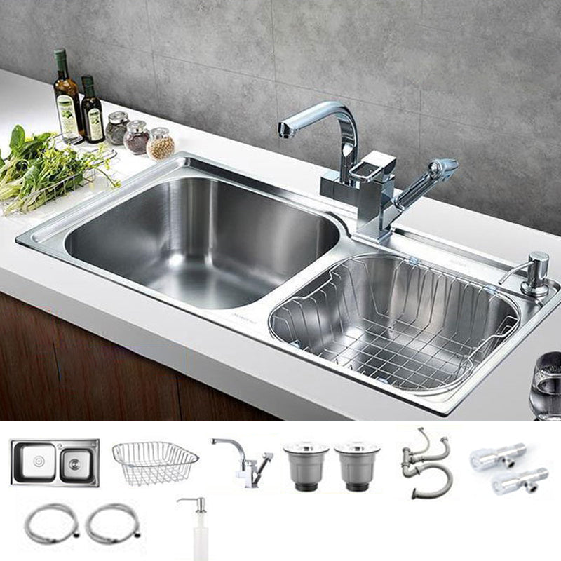 Modern Stainless Steel Kitchen Sink Double Sink Kitchen Sink with Basket Strainer