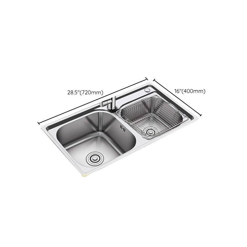 Modern Stainless Steel Kitchen Sink Double Sink Kitchen Sink with Basket Strainer