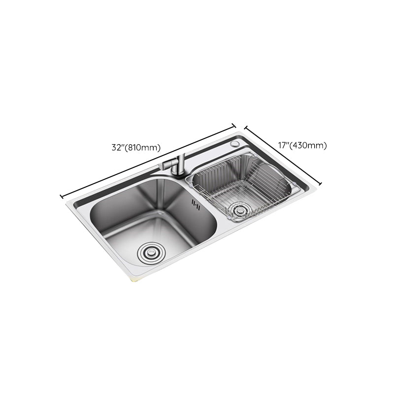 Modern Stainless Steel Kitchen Sink Double Sink Kitchen Sink with Basket Strainer