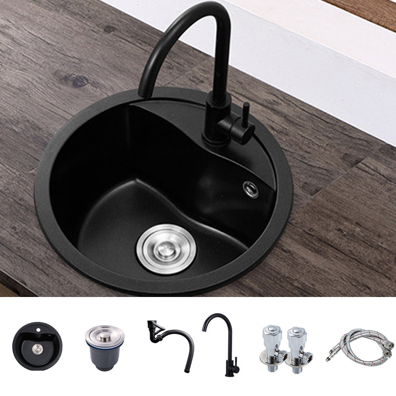 Quartz Kitchen Sink Modern Single Bowl Kitchen Sink with Round Shape