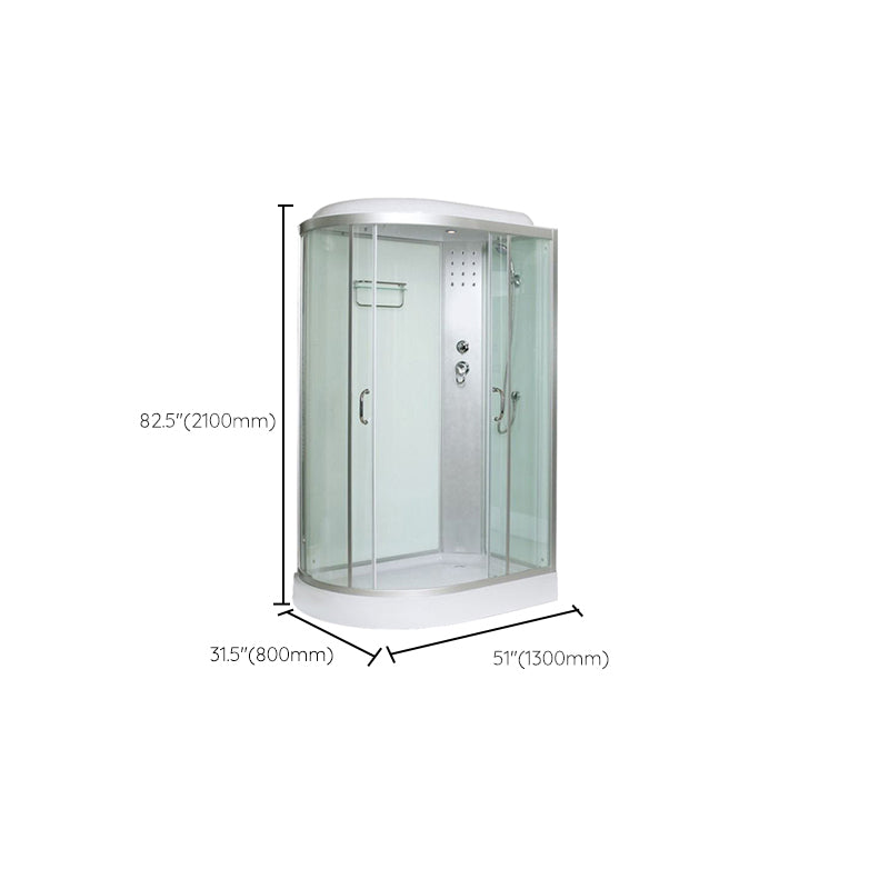 Tempered Glass Double Sliding Shower Enclosure White Frame One Piece Shower Enclosure