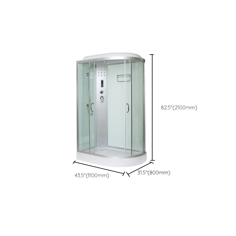 Tempered Glass Double Sliding Shower Enclosure White Frame One Piece Shower Enclosure