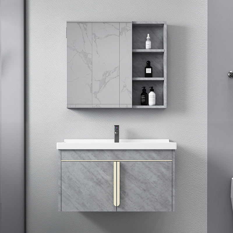 Contemporary Sink Vanity Mirror Cabinet Wall Mount Vanity Cabinet with Storage Shelving