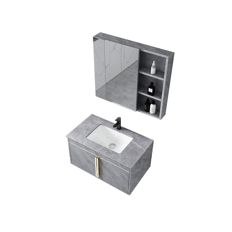 Contemporary Sink Vanity Mirror Cabinet Wall Mount Vanity Cabinet with Storage Shelving
