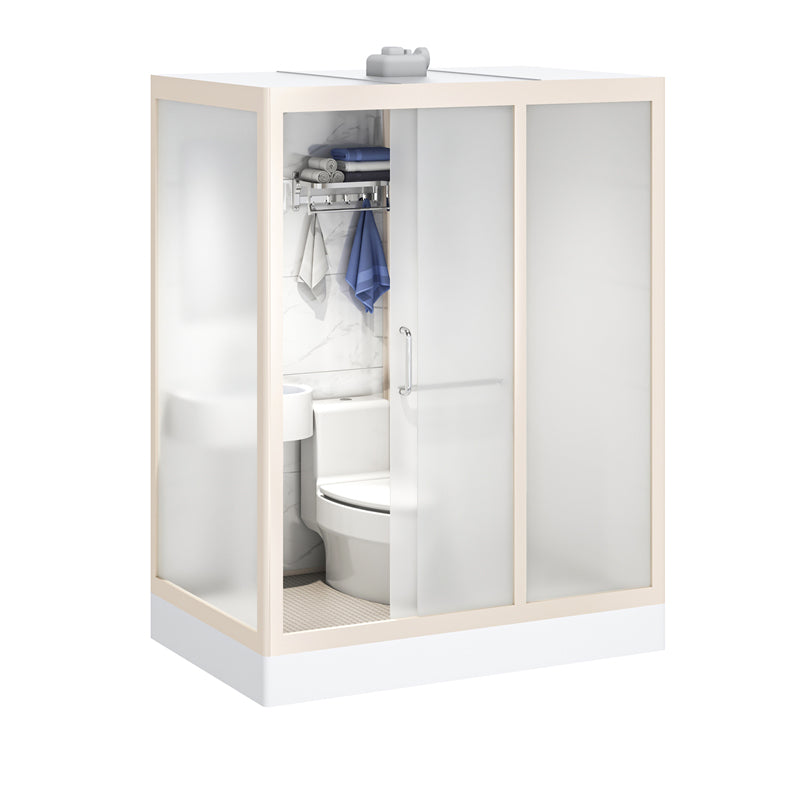 Modern Framed Tempered Glass Shower Kit with Base Included Framed Shower Stall in White