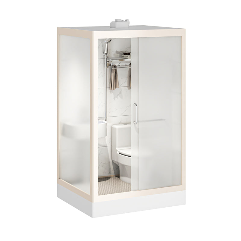 Modern Framed Tempered Glass Shower Kit with Base Included Framed Shower Stall in White