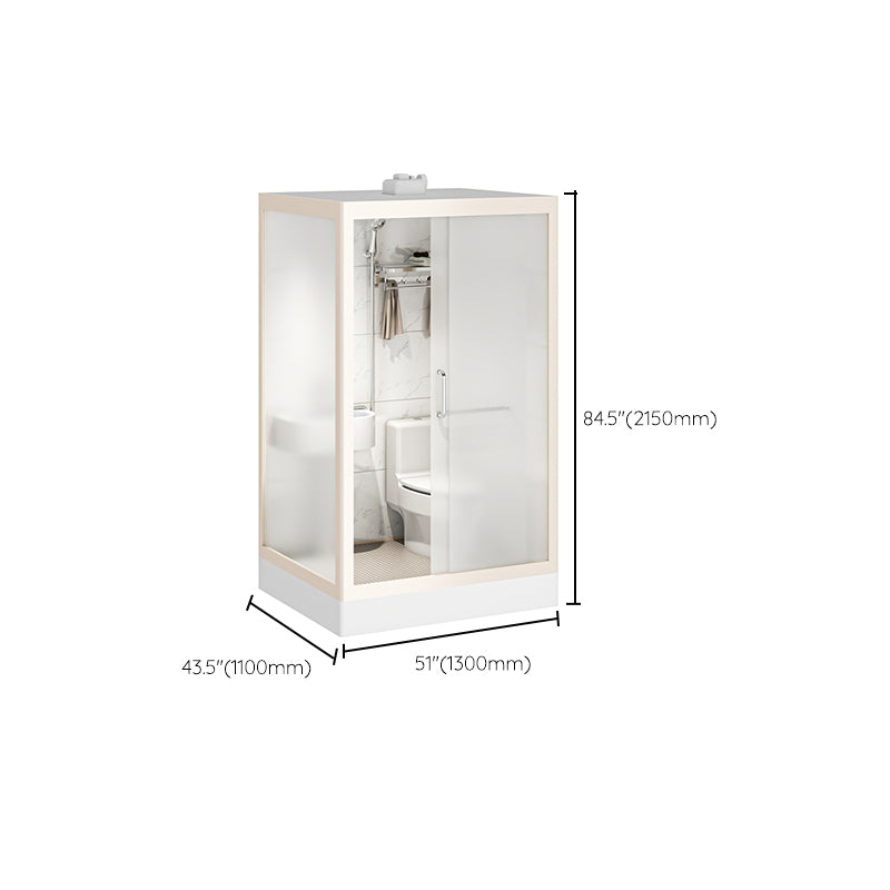 Modern Framed Tempered Glass Shower Kit with Base Included Framed Shower Stall in White